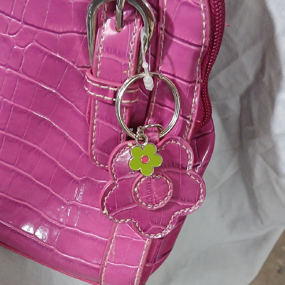 Pink/Purple Crocodile-Embossed Handbag - Picture 2 of 5